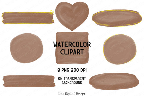 Brown Watercolor Clipart Set