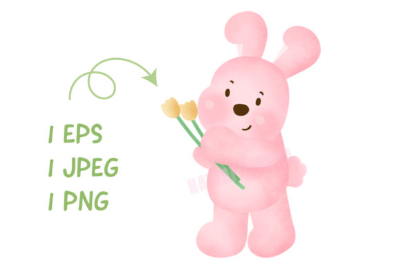 Easter Clipart, Watercolor Rabbits Illustrations