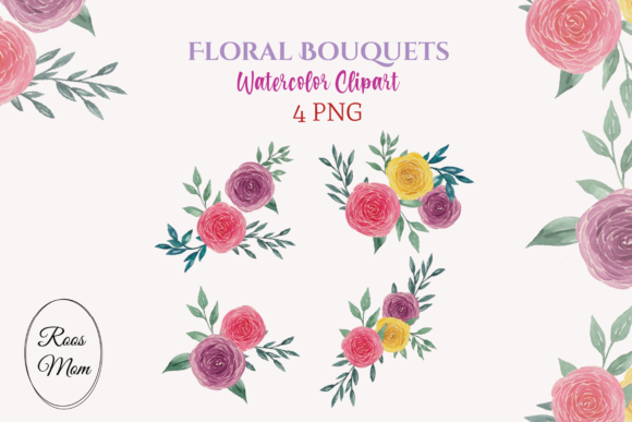 Floral Bouquets Watercolor Clipart and Illustrations
