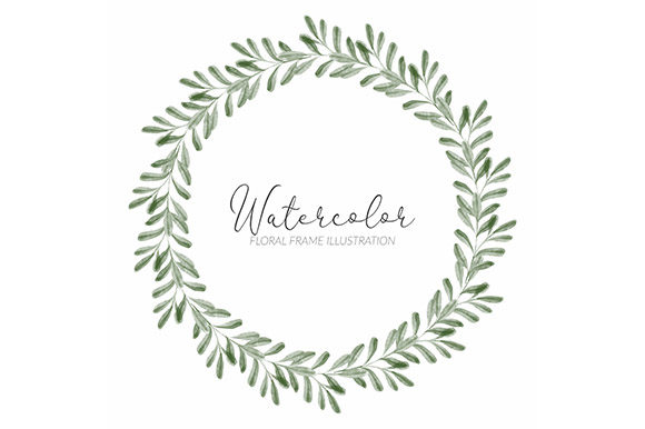Greenery Wreath Watercolor Illustration