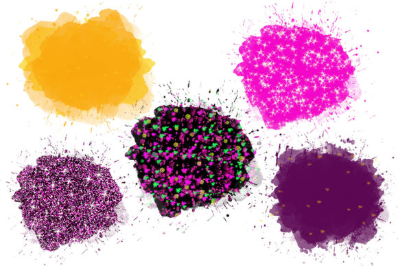 PNG Colored Watercolor Splashes, Illustrations