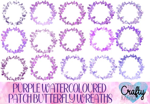 Purple Watercolour Butterfly Wreath Illustrations