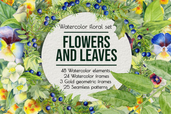 Summer Flowers, Watercolor Clip Art