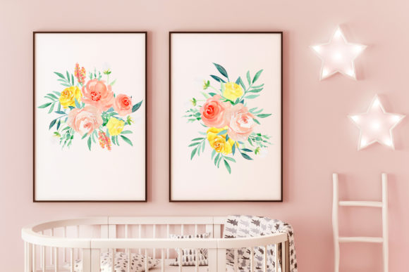 Sunny Spring Watercolor Flowers Illustrations