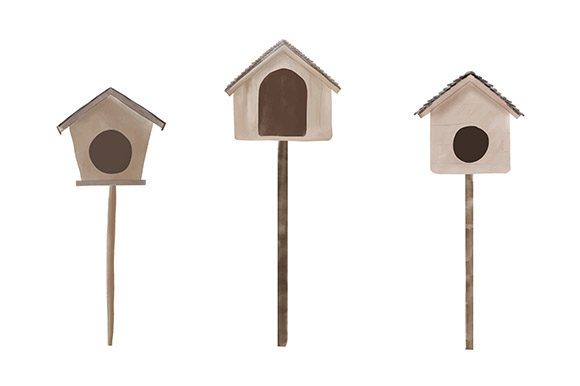 Watercolor Birdhouse Illustration Set for Illustrations