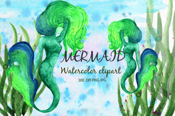 Watercolor Clipart Baby Mermaid Gute Illustrations
