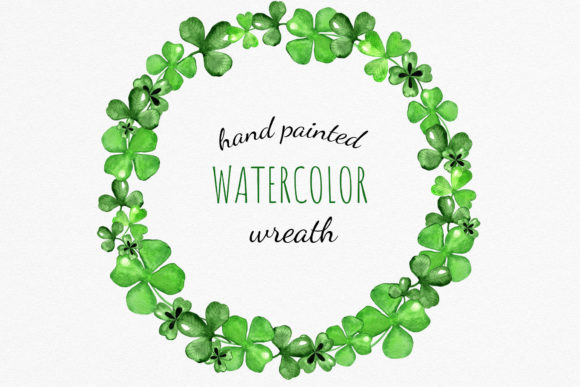 Watercolor Clover Wreath: Premium Illustrations
