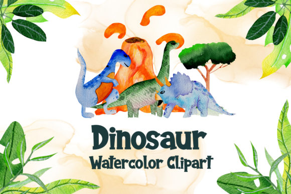 Watercolor Dinosaur Illustration Clipart