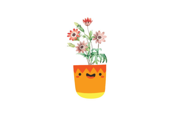 Watercolor Floral in Pots Illustrations
