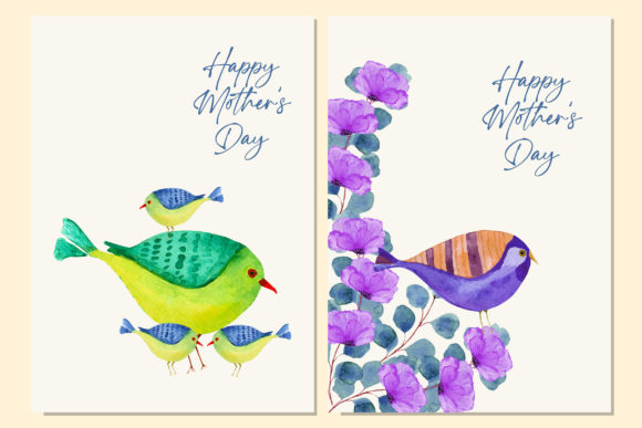 Watercolor Floral Mother's Day Card and Illustrations