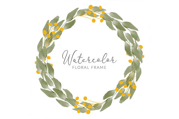 Watercolor Greenery Leaf Circle Wreath