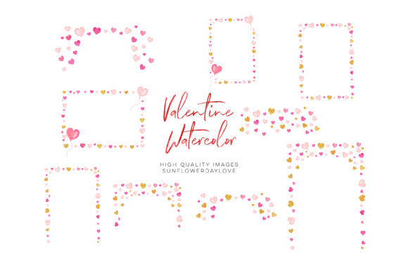Watercolor Hearts Clipart Pink Valentine Illustrations
