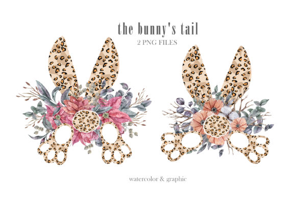 Watercolor Leopard Bunnys Tail Clipart and Illustrations