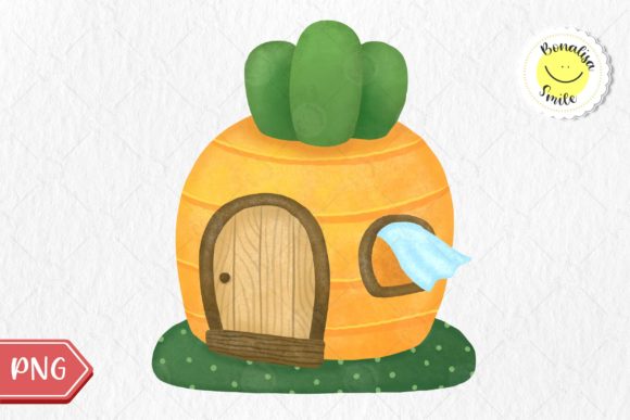 🥕Watercolor Little Carrot Gnome House Illustrations