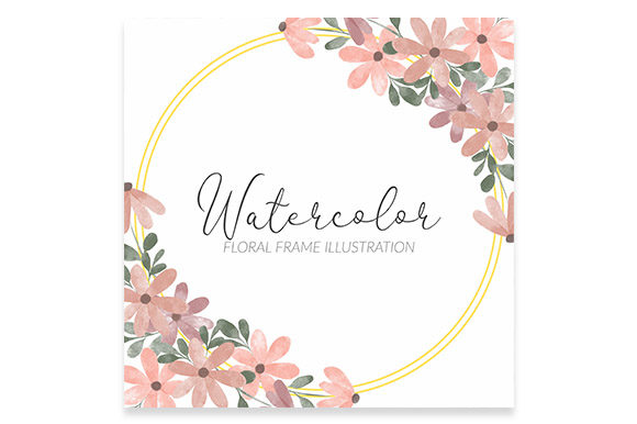 Watercolor Pastel Petal Flower Frame Illustrations