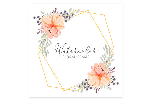 Watercolor Peony Floral Frame Border Illustrations