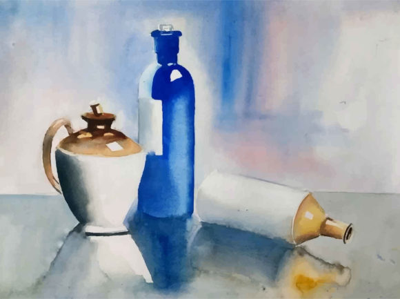 Watercolor Pot, Bottle Hand Drawn Illustrations
