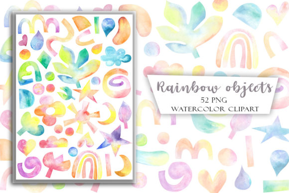 Watercolor Rainbow Abstract Objects