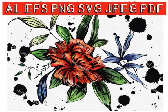 Watercolor Red Flower. Tulip. Poppy Illustrations