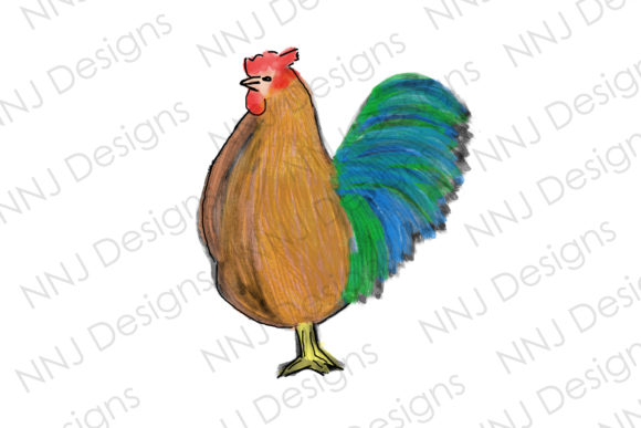 Watercolor Rooster Chicken Clipart and Illustrations