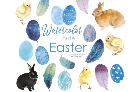Watercolor Spring Easter Clipart and Illustrations