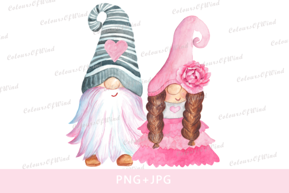 Watercolor Valentines Day Gnome Clipart and Illustrations