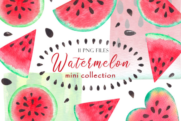 Watercolor Watermelon Slices Illustrations