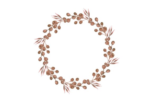 Watercolor Wreath with Dry Leaf Illustrations
